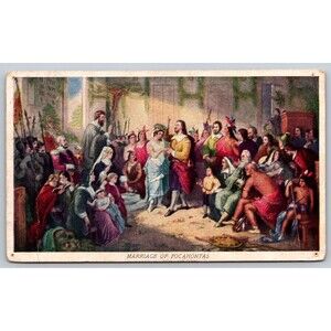Postcard VA Jamestown Marriage of Pocahontas Native American Unposted c1910s